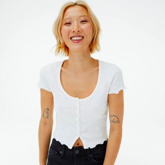 Aeropostale Flyaway Button Up cropped tee - Picture 1 of 3